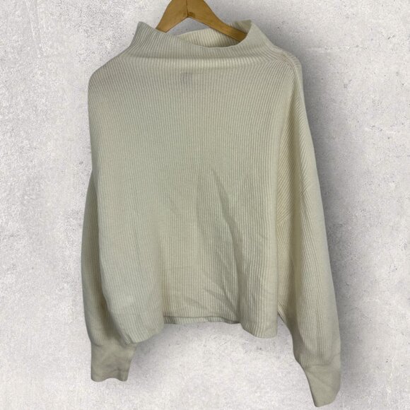 NWT Anthropologie 100% Cashmere Ribbed Mock Neck Jumper sweater Ivory Size XL - Picture 6 of 15
